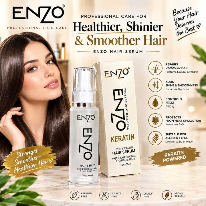 Enzo Keratin Hair Serum – Hair Straightening And Smoothing Serum for Men And Women - 100ml