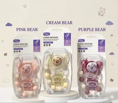 Luxury BPA Free Baby Pacifier & Chain Clip Set