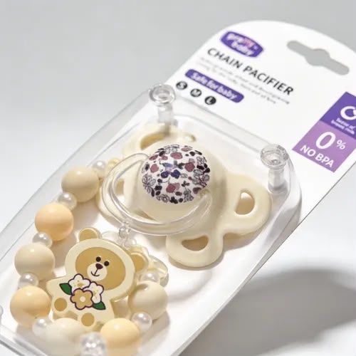 Luxury BPA Free Baby Pacifier & Chain Clip Set