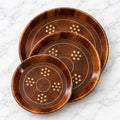 Handcrafted Wooden Brass Plates - Set of 3