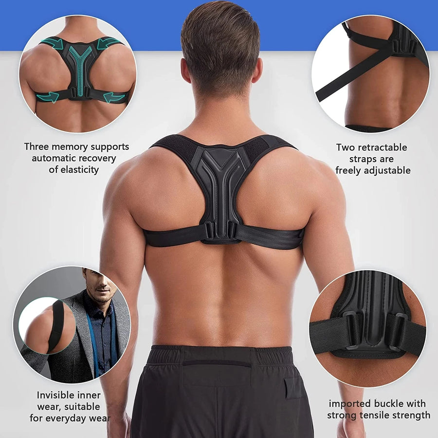 Adjustable Shoulder Back-Belt for Men & Women | Posture Support Brace Free Size
