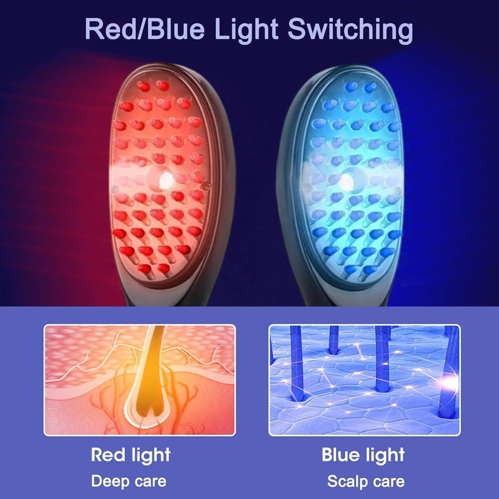 Electric 3D Scalp Massage Comb with Steam Spray & Red Blue