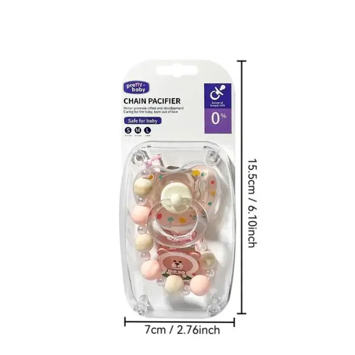 Luxury BPA Free Baby Pacifier & Chain Clip Set