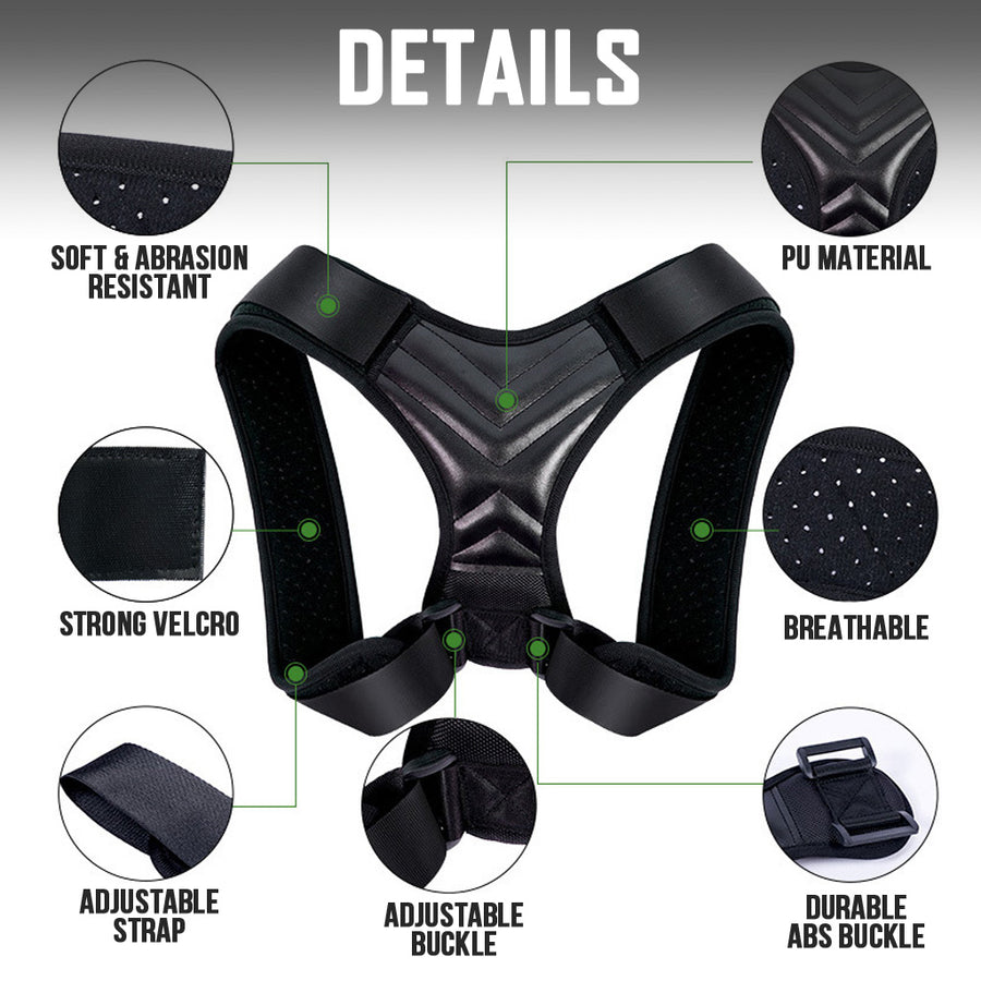 Adjustable Shoulder Back-Belt for Men & Women | Posture Support Brace Free Size